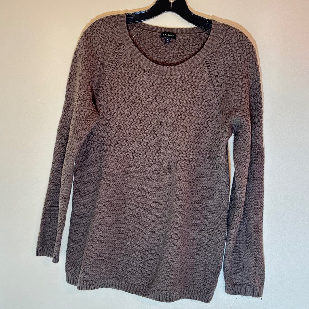 Talbot's Textured Green Crewneck Pullover